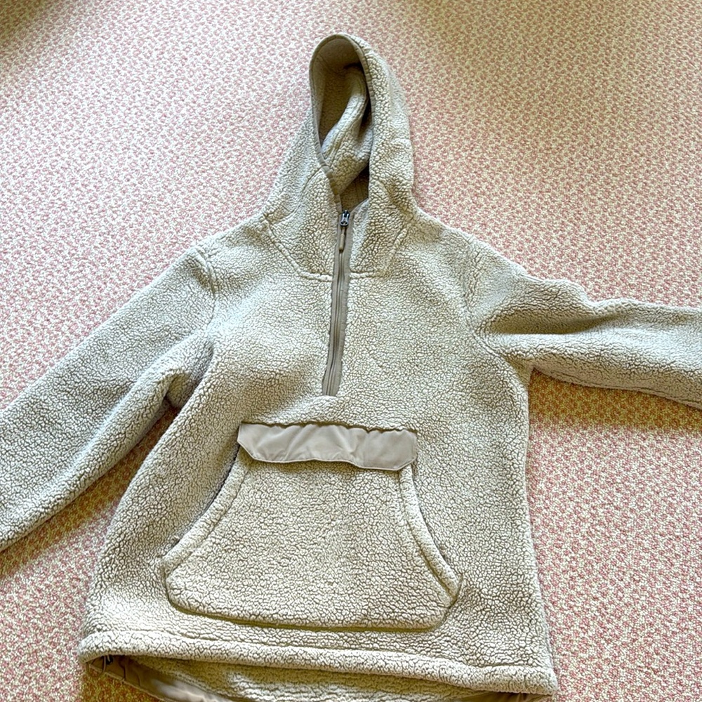 North face winter jacket! It is beige ish brown and super warm!